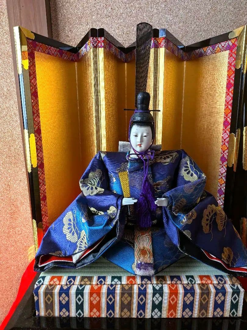 レトロ昭和　雛人形セット　屏風、毛氈付き