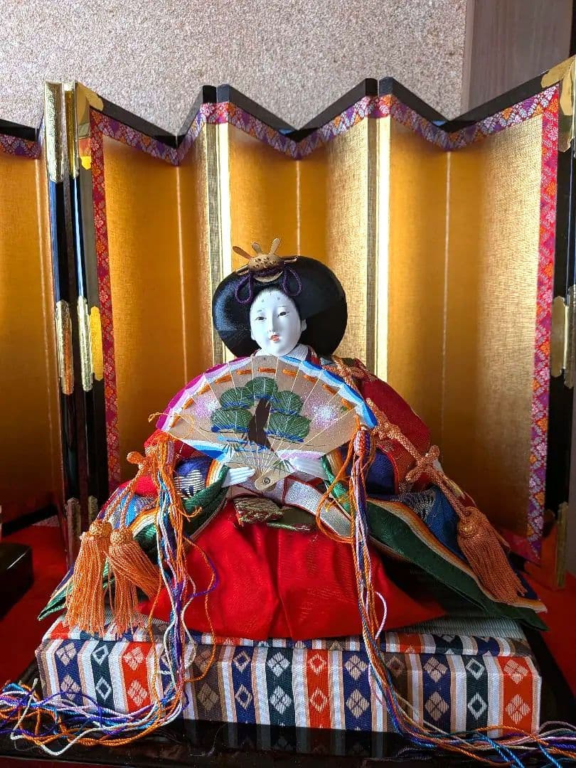 レトロ昭和　雛人形セット　屏風、毛氈付き