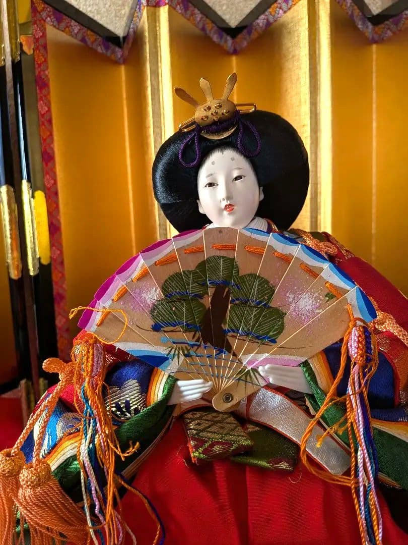 レトロ昭和　雛人形セット　屏風、毛氈付き