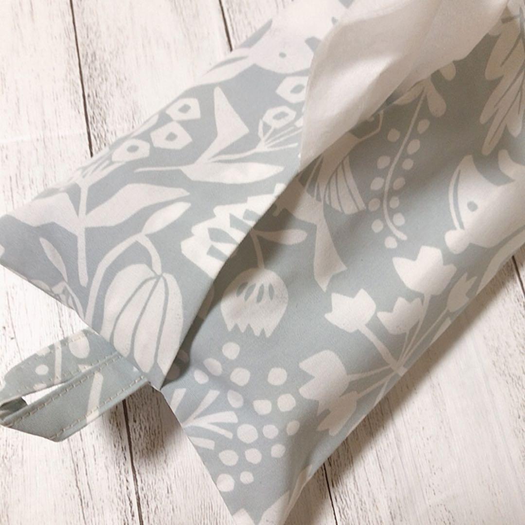 ハンドメイド✁︎✁︎ ボックスティッシュカバー  ペールカラーの動物／ブルーグレー