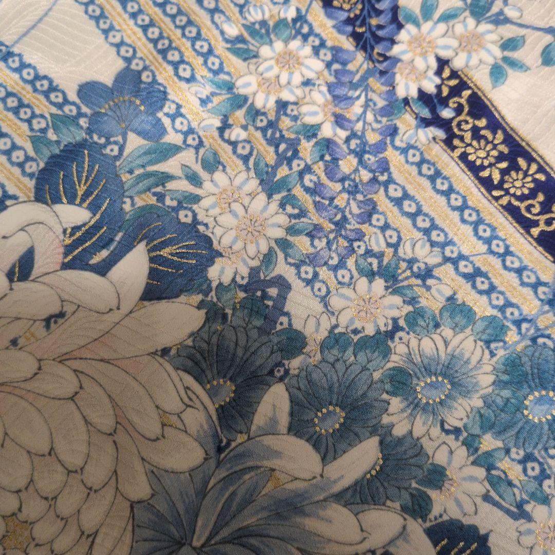 一点のみ和装にも洋装にも　正絹小紋リメイク　シルク100 着物リメイクグリーン系