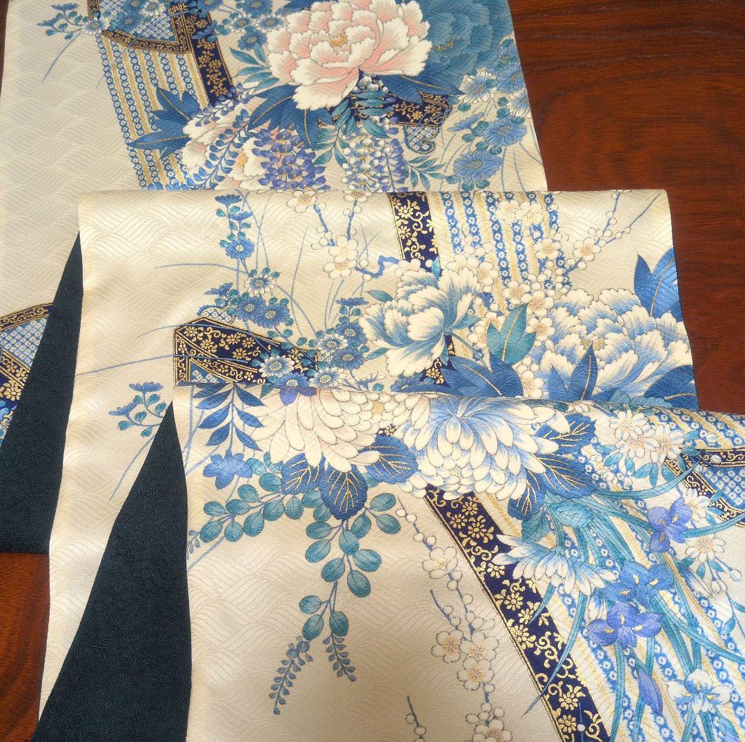 一点のみ和装にも洋装にも　正絹小紋リメイク　シルク100 着物リメイクグリーン系