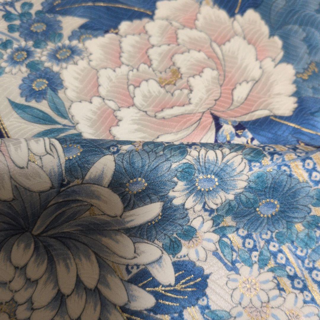 一点のみ和装にも洋装にも　正絹小紋リメイク　シルク100 着物リメイクグリーン系