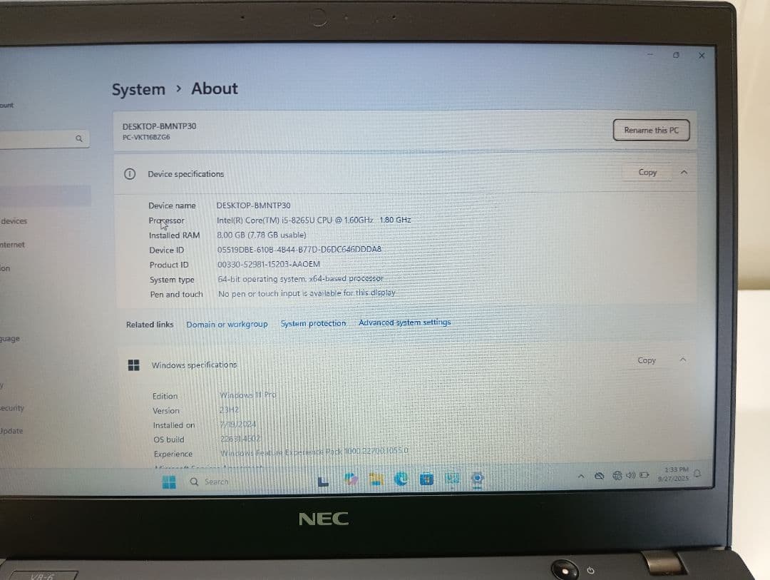 NEC WindowsノートPC