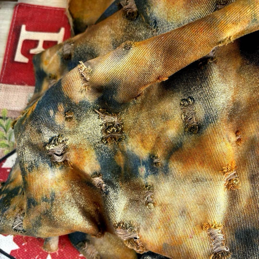 アンティークデニムさゆり染め　ゴールド