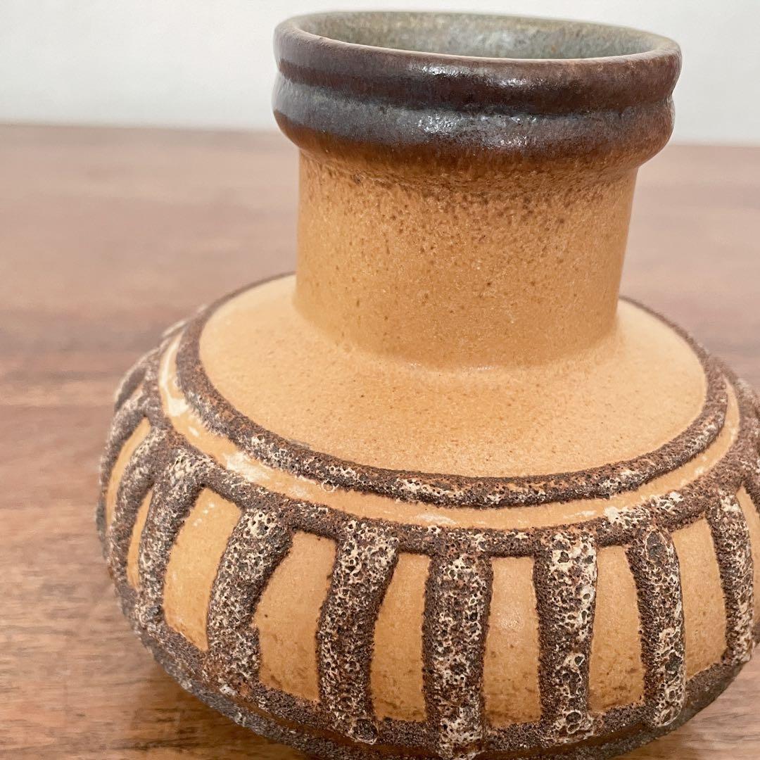 【東ドイツ Strehlaの花瓶】ミッドセンチュリー Fat lava 300