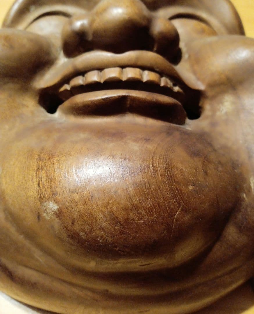 昭和レトロ 木彫 七福神 布袋尊 顔の置物 縁起物