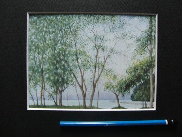 入江 観 【湖畔の樹】 希少画集画、状態良好、新品高級額装付