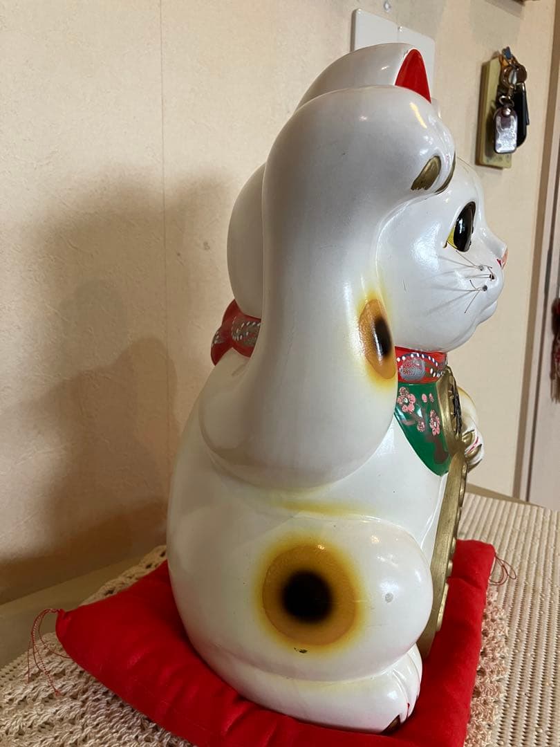 ★レトロ？縁起物【招き猫】貯金箱★【福】【千万両】★座布団付き★★