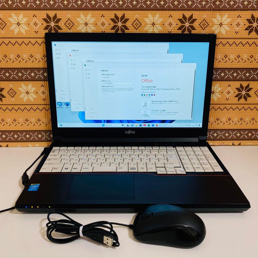 Y68 富士通ノートパソコン i7メモリ8G高速 Windows11オフィス付き