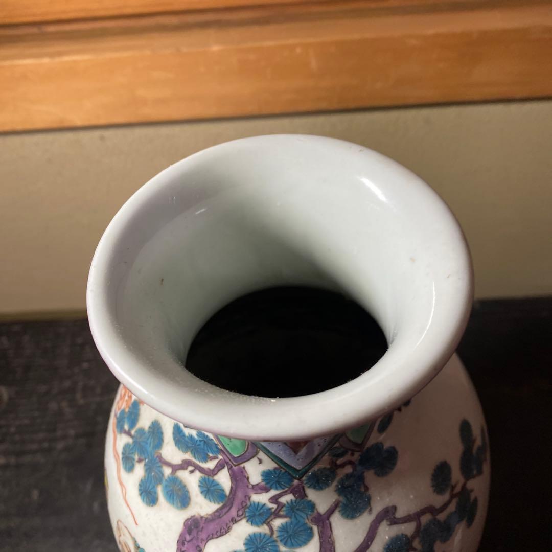 中国美術　古玩　色絵仙人図花瓶