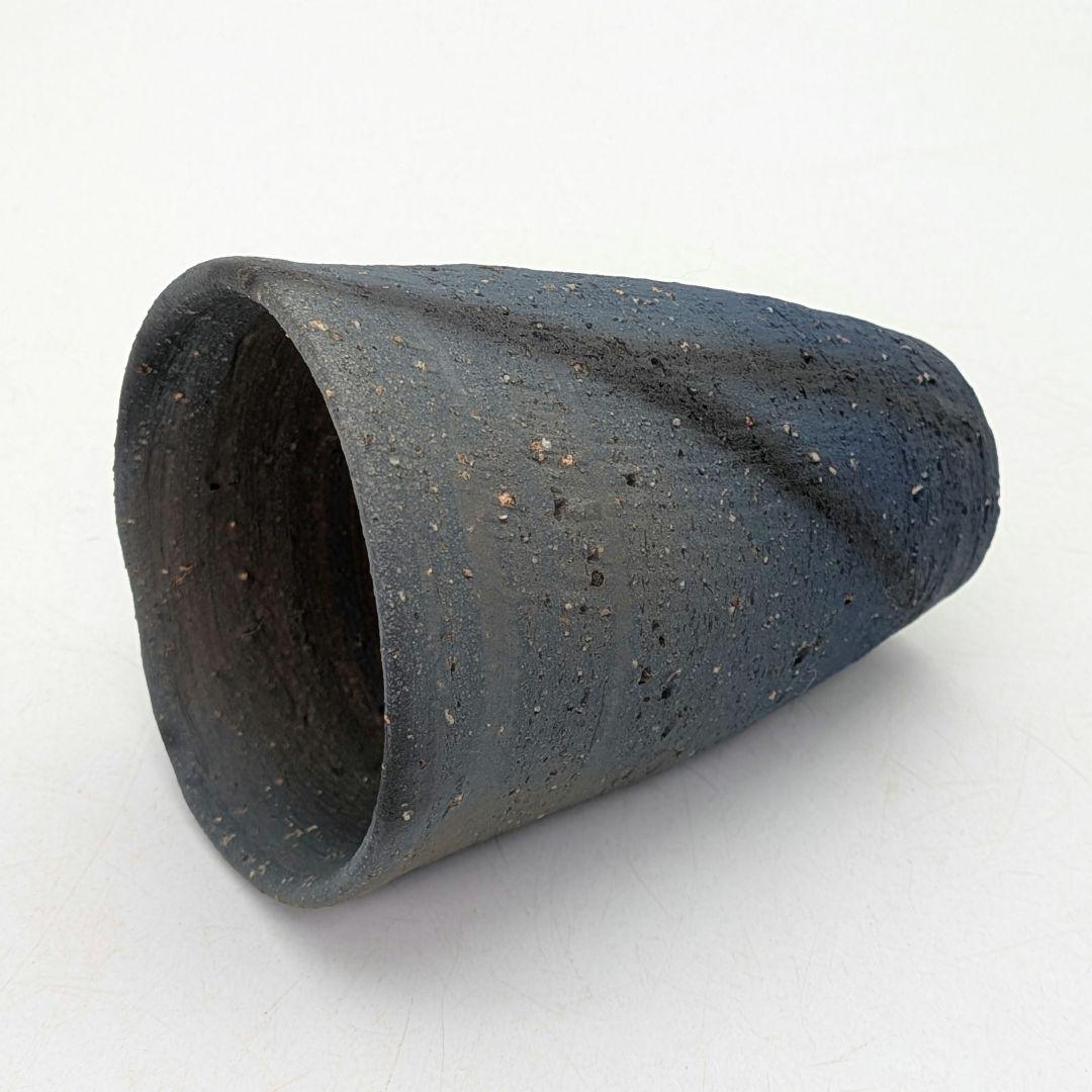 鈴木篤夫 備前焼 青備前フリーカップB 黒襷 コップ ビアマグ 酒器 麦酒呑