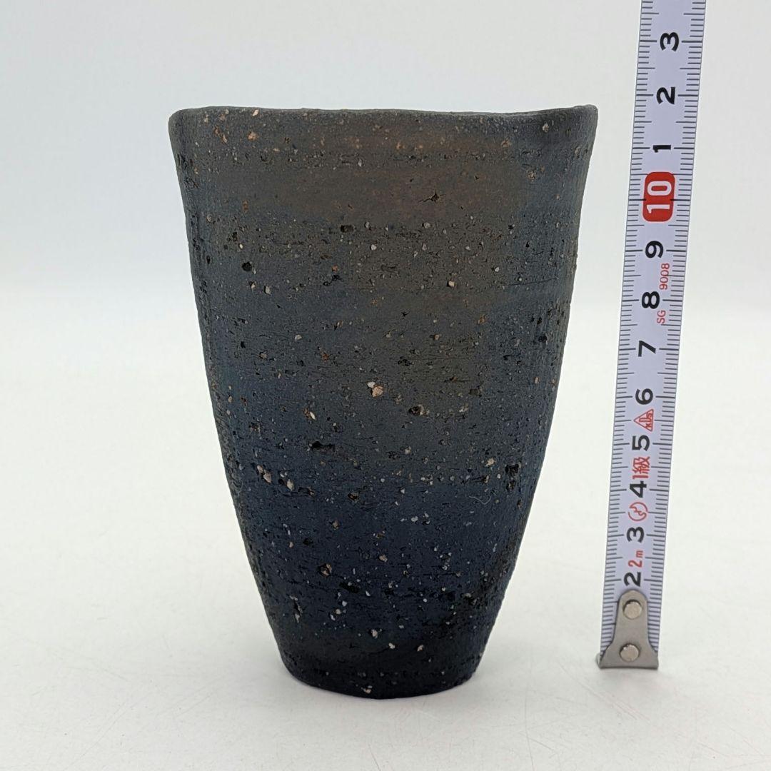 鈴木篤夫 備前焼 青備前フリーカップB 黒襷 コップ ビアマグ 酒器 麦酒呑
