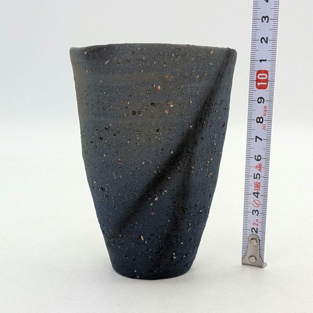 鈴木篤夫 備前焼 青備前フリーカップB 黒襷 コップ ビアマグ 酒器 麦酒呑