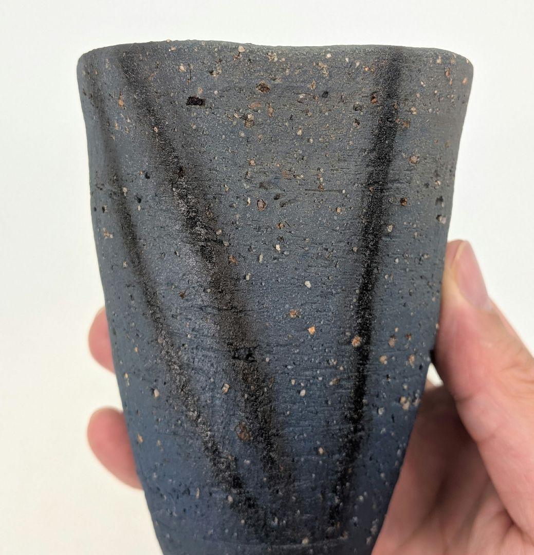 鈴木篤夫 備前焼 青備前フリーカップB 黒襷 コップ ビアマグ 酒器 麦酒呑