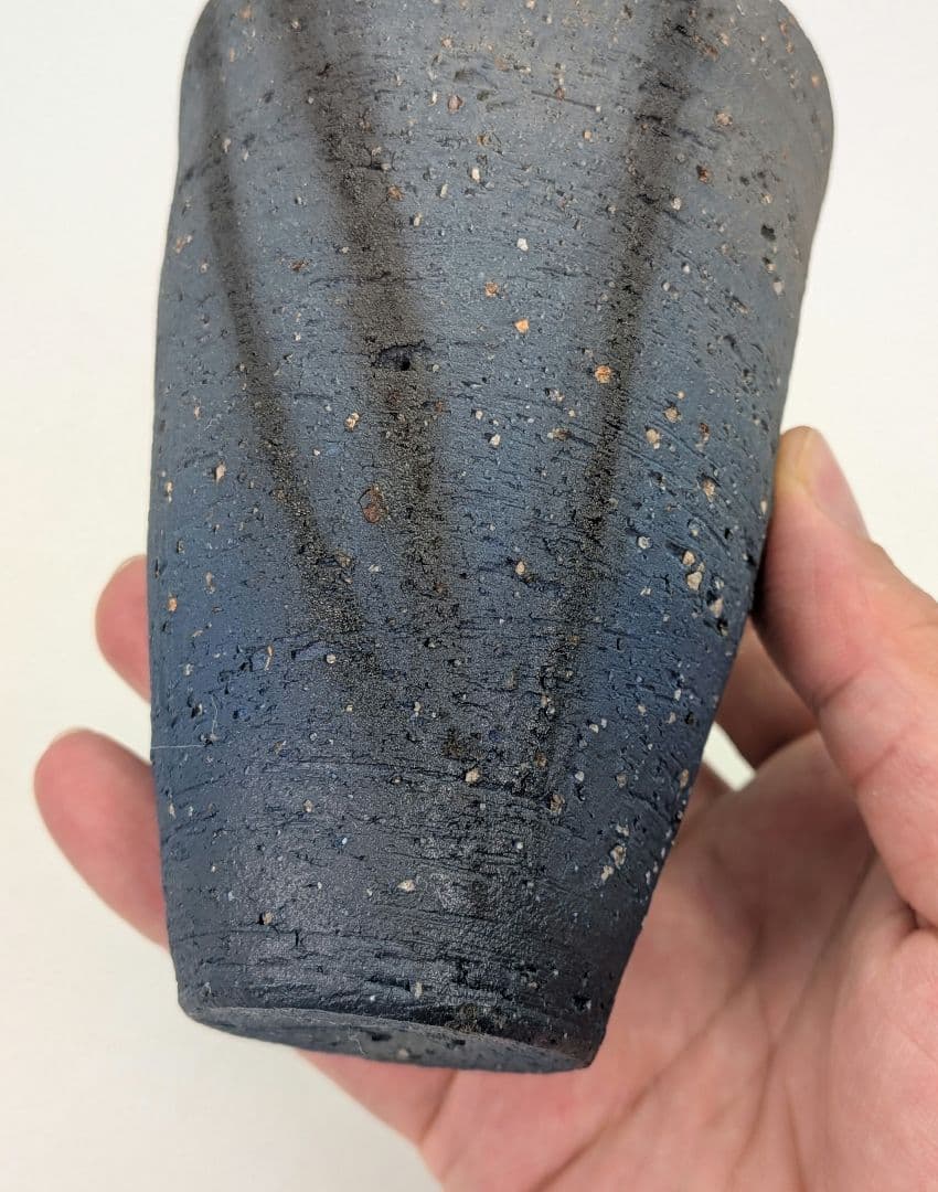 鈴木篤夫 備前焼 青備前フリーカップB 黒襷 コップ ビアマグ 酒器 麦酒呑
