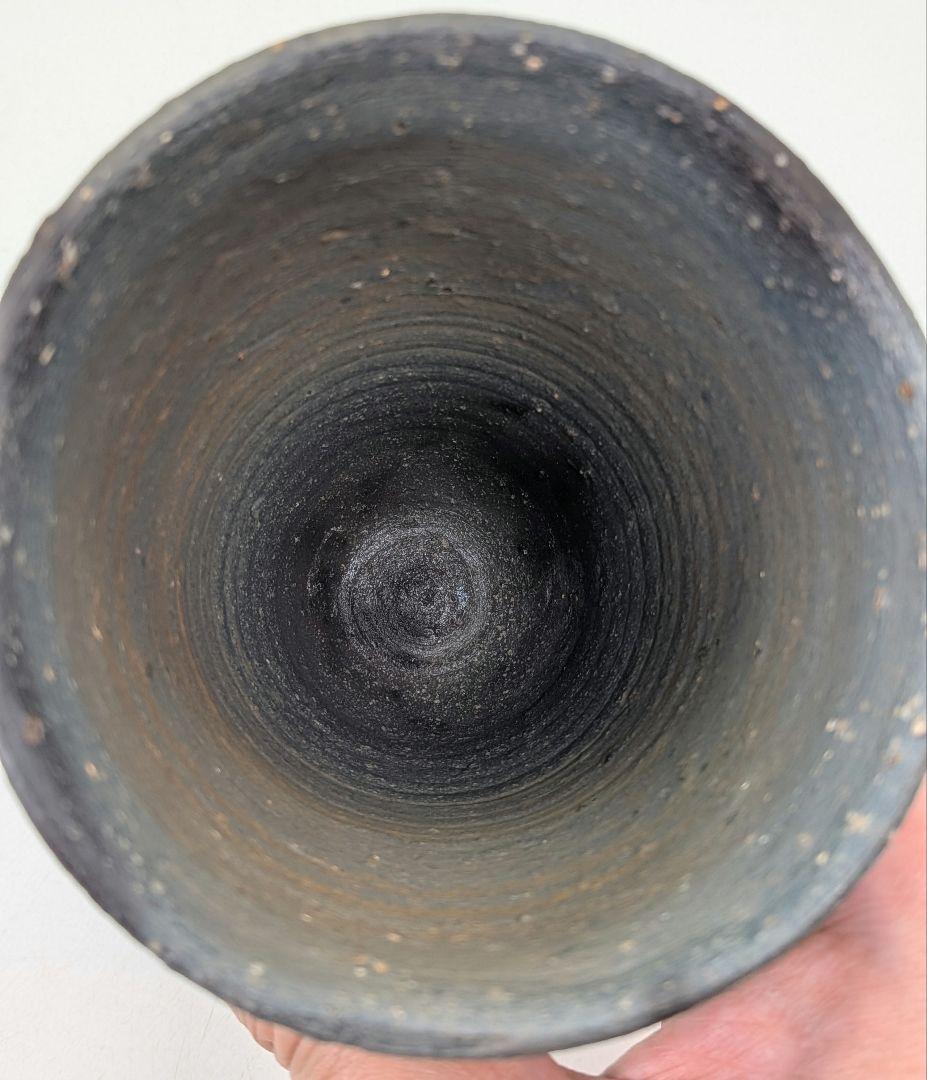 鈴木篤夫 備前焼 青備前フリーカップB 黒襷 コップ ビアマグ 酒器 麦酒呑