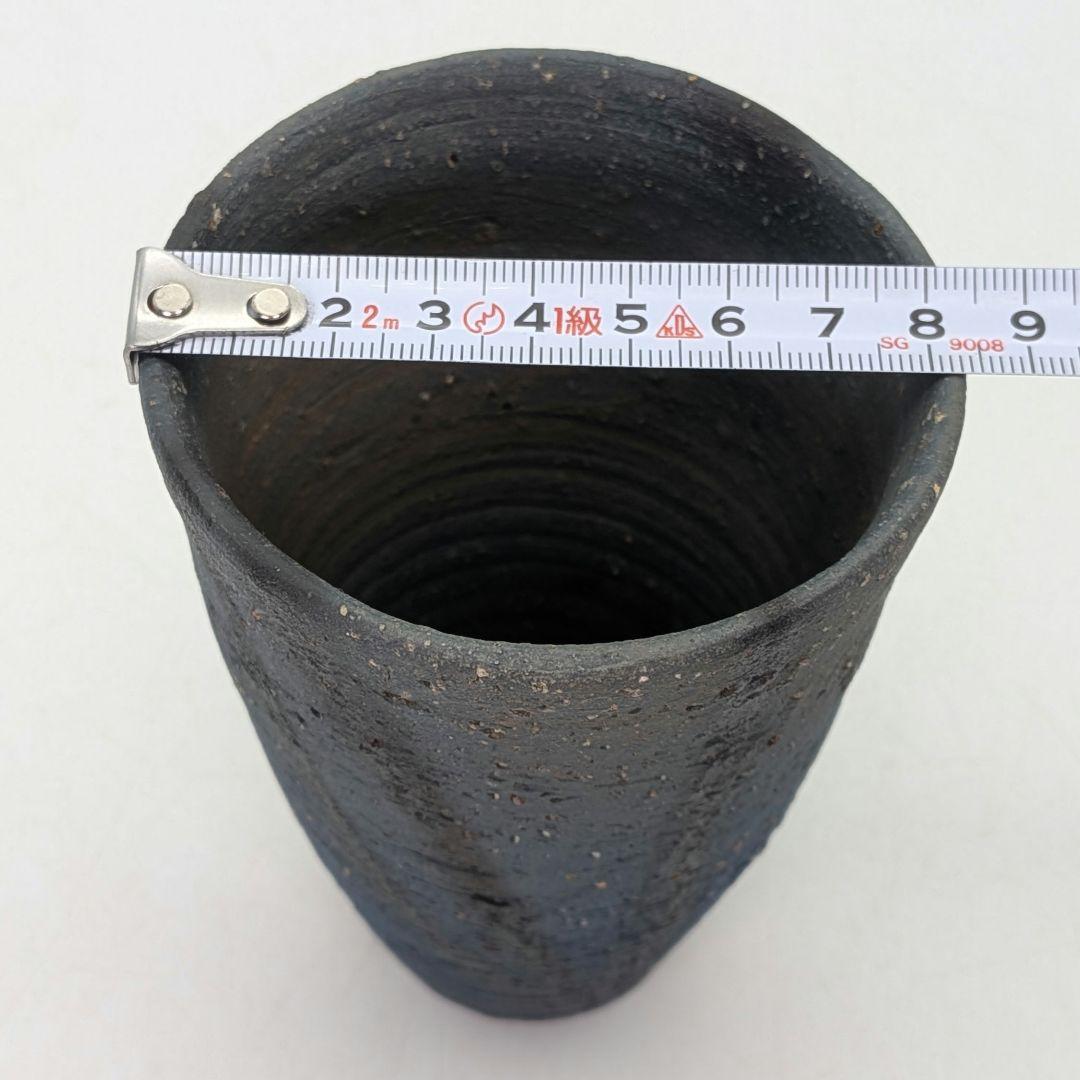 鈴木篤夫 備前焼 青備前フリーカップB 黒襷 コップ ビアマグ 酒器 麦酒呑