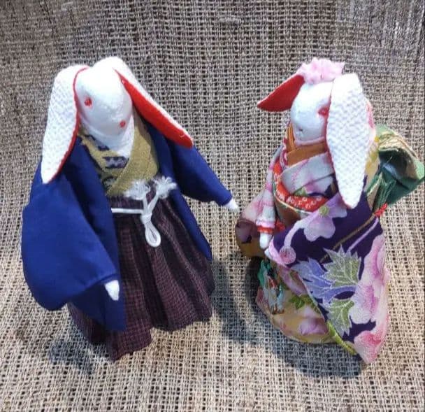 古布　リメイク　ハンドメイド　干支　うさぎ　卯　ペア