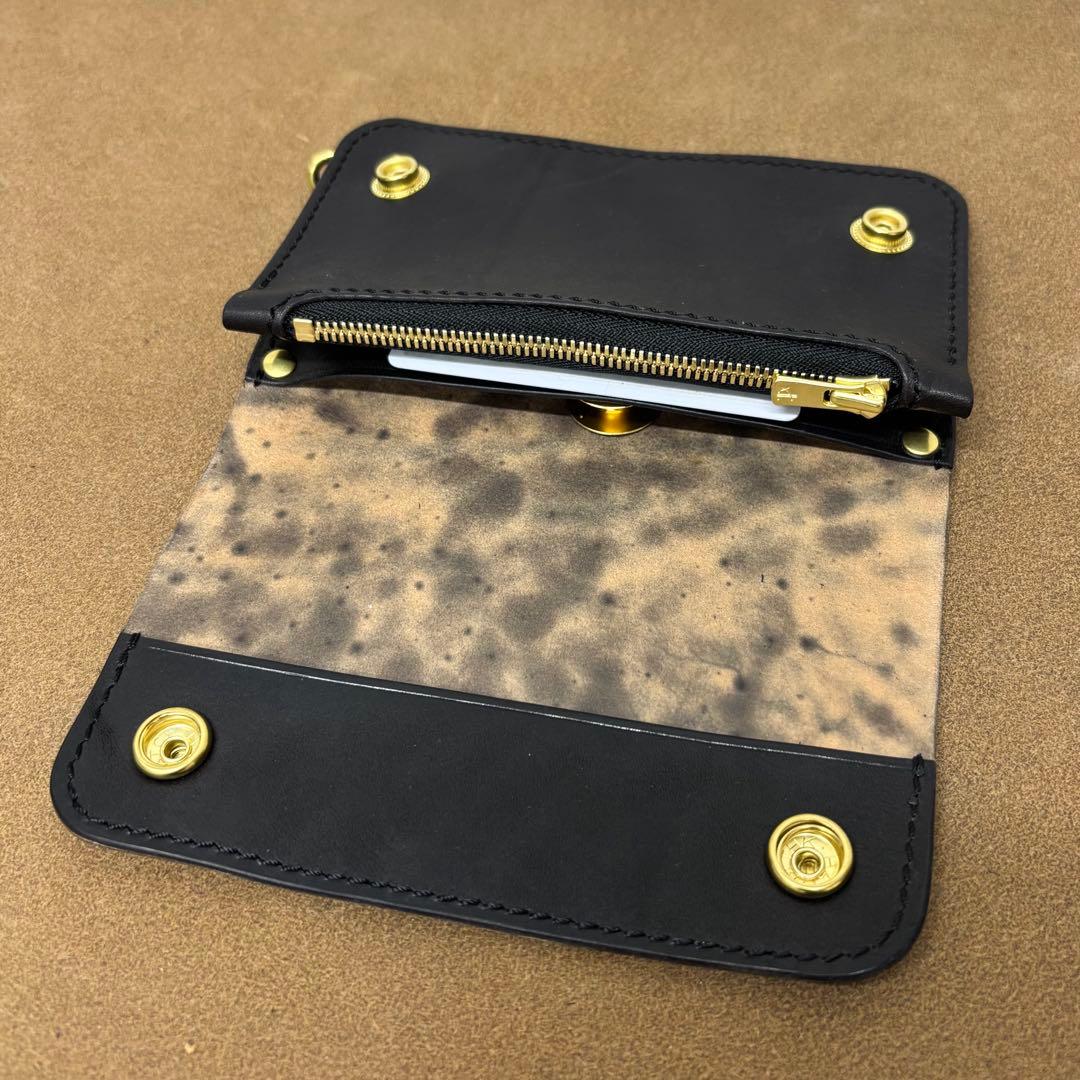 ホースバット　トラッカーウォレット　ミドル　焦茶　2層　guidi