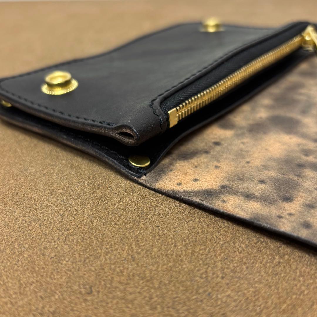 ホースバット　トラッカーウォレット　ミドル　焦茶　2層　guidi