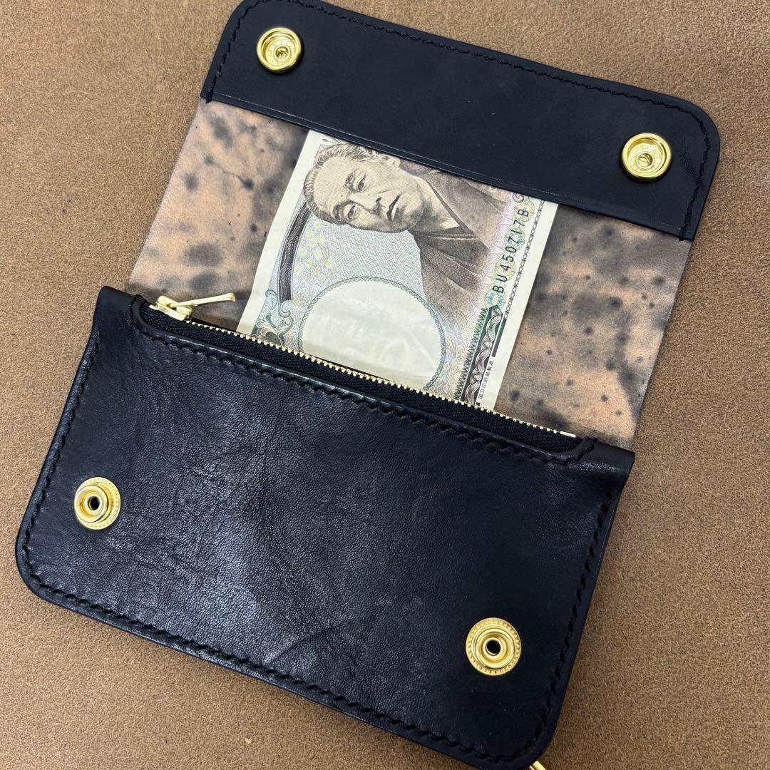 ホースバット　トラッカーウォレット　ミドル　焦茶　2層　guidi