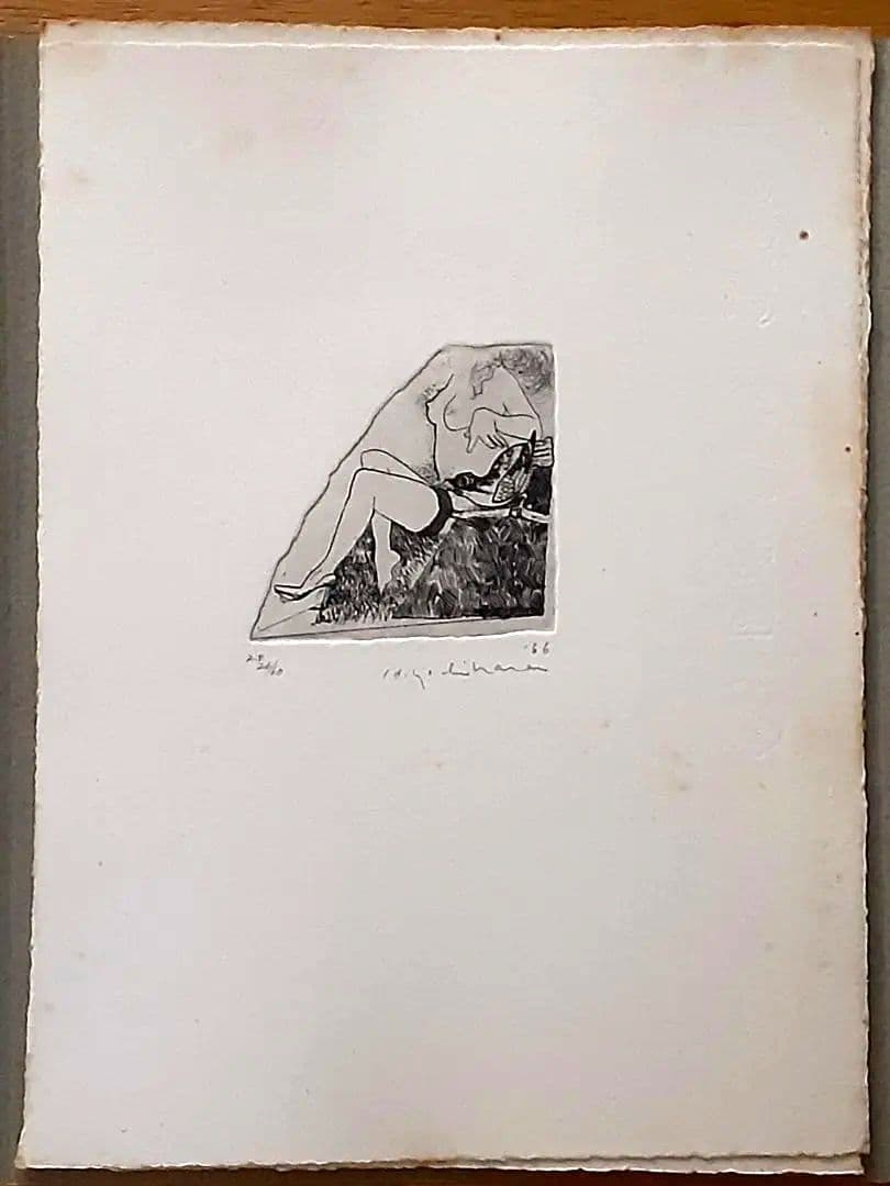 銅版画11枚入り『吉原英雄銅版画作品集 　鳥と女　1966-1974』1974
