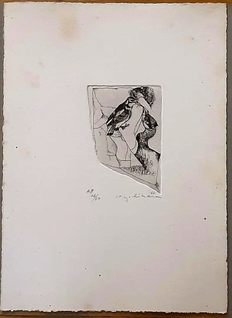 銅版画11枚入り『吉原英雄銅版画作品集 　鳥と女　1966-1974』1974