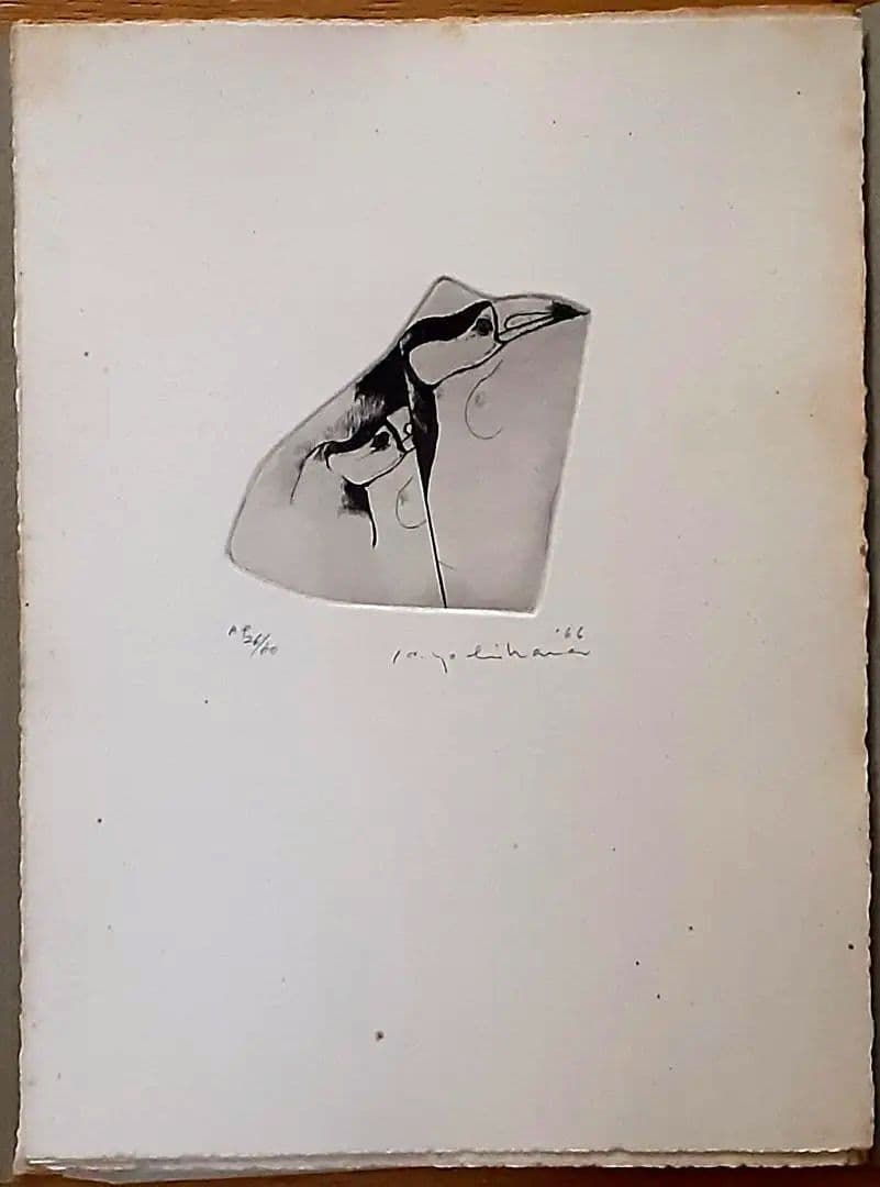 銅版画11枚入り『吉原英雄銅版画作品集 　鳥と女　1966-1974』1974