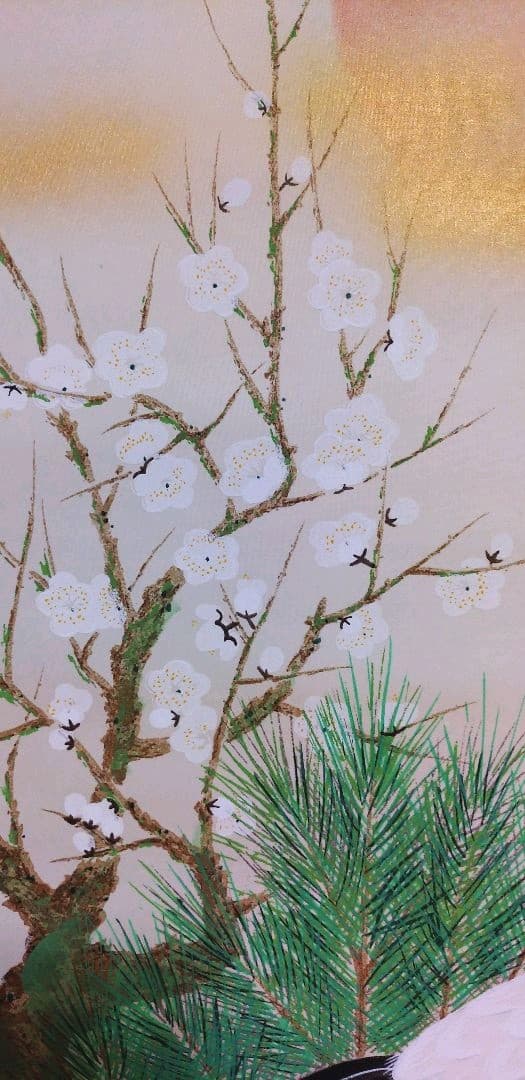 掛け軸　松竹梅鶴亀　春水