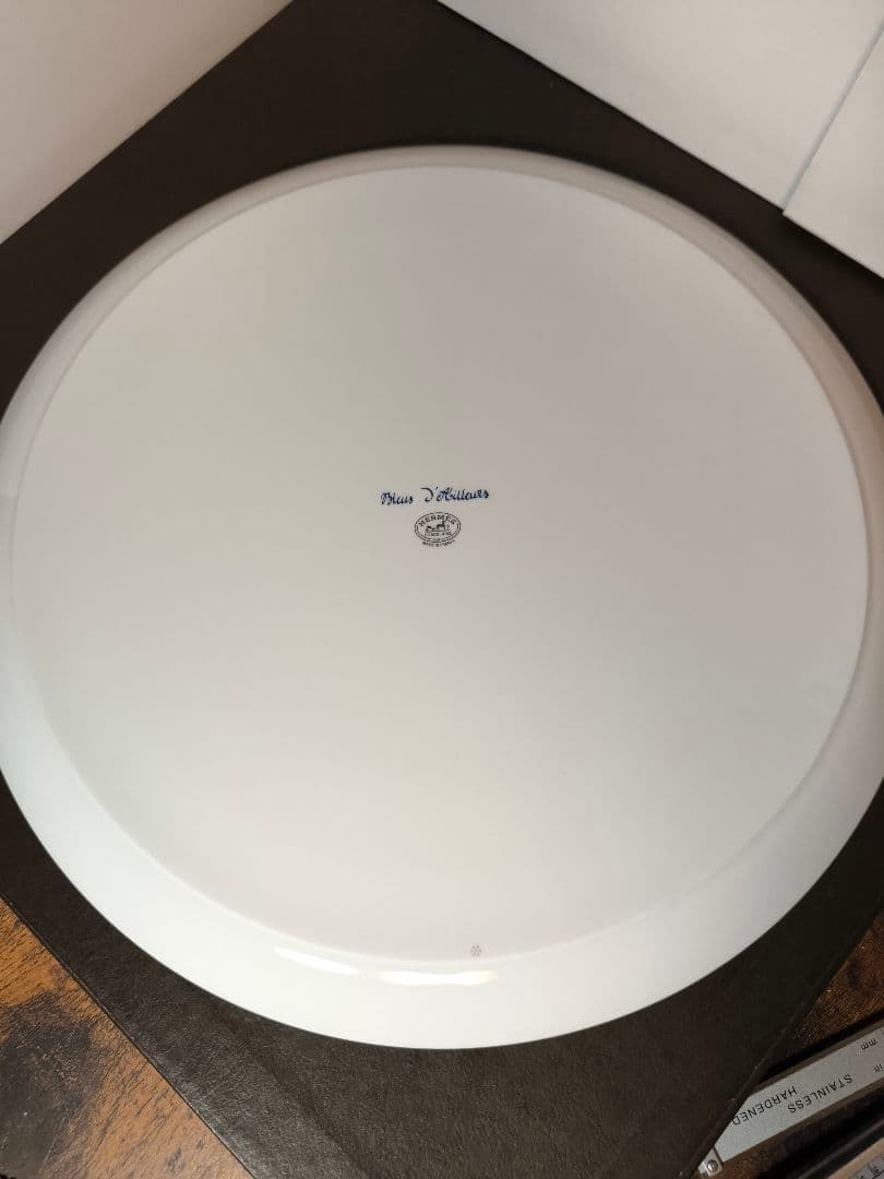 HERMES エルメス ブルー ダイユール ラウンドタルトプレート 32 cm.