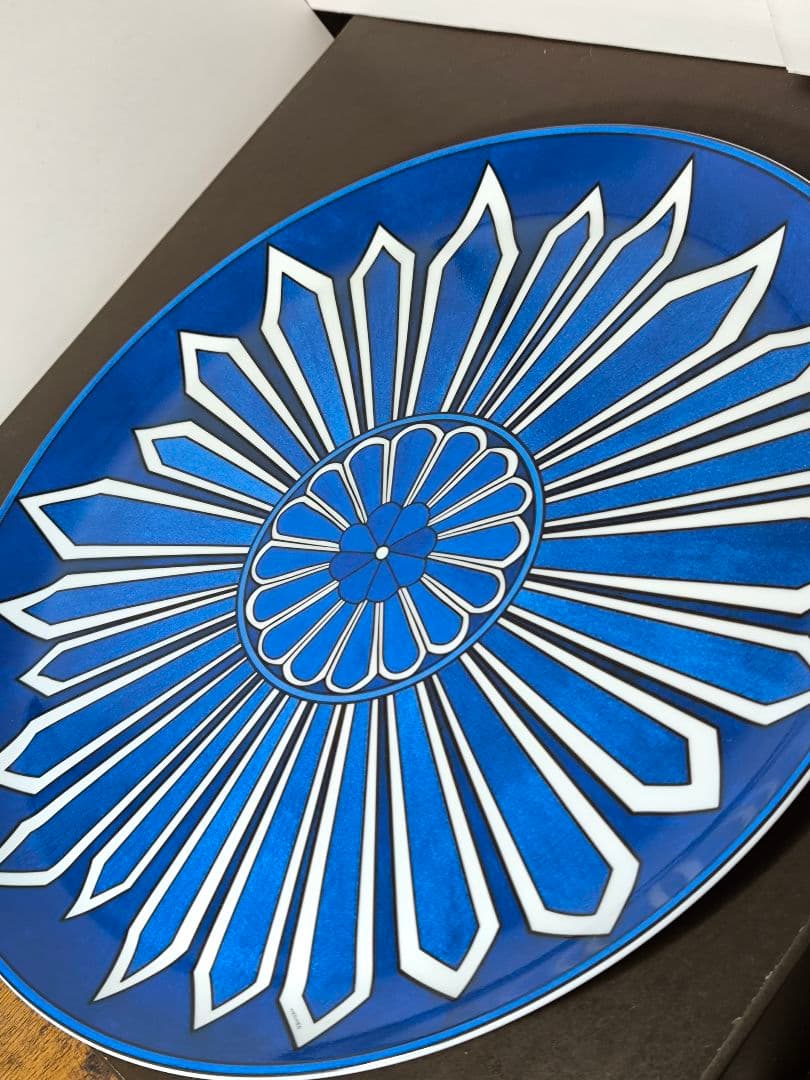 HERMES エルメス ブルー ダイユール ラウンドタルトプレート 32 cm.