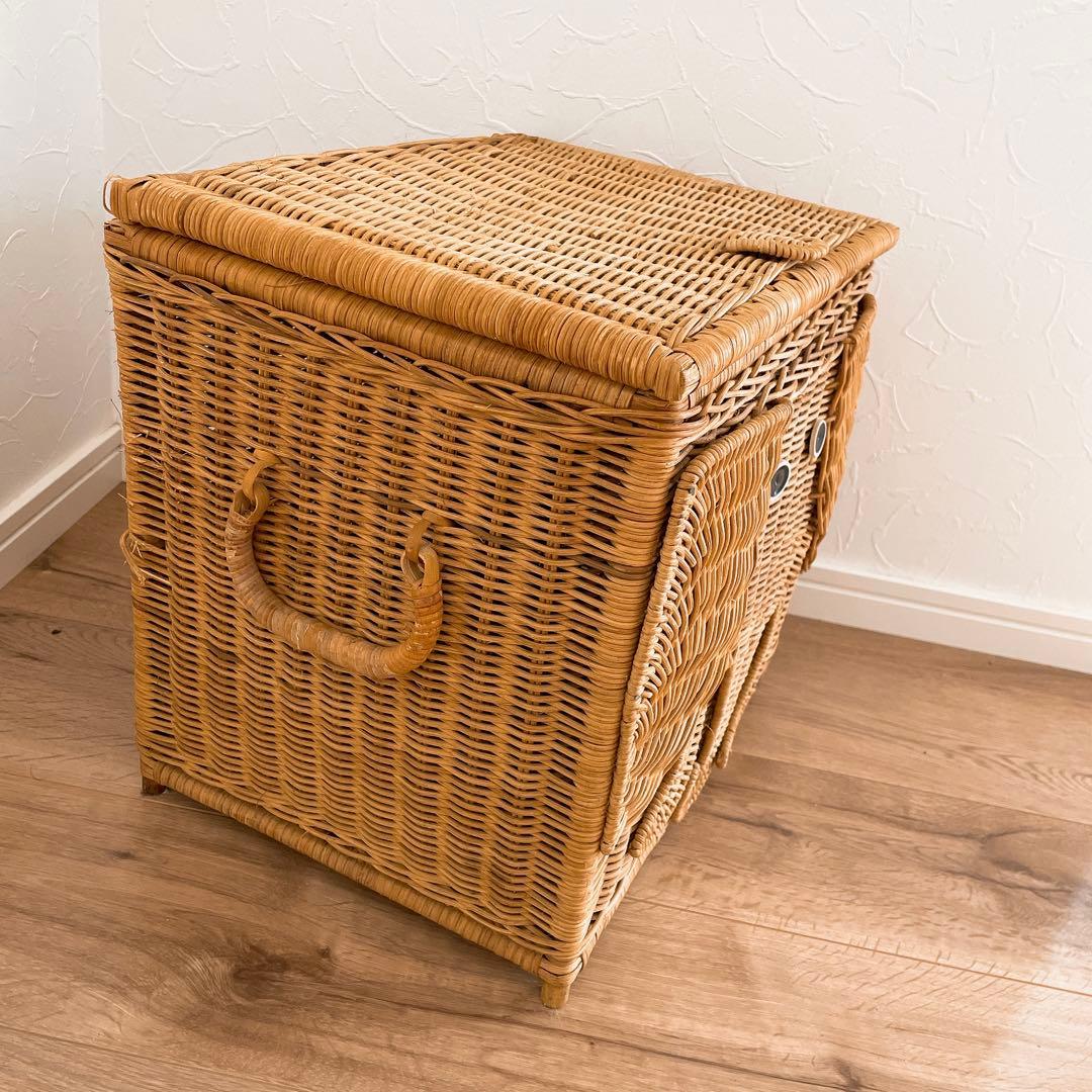レア　ぞうさん　昭和レトロ　当時物　レトロ　ラタン収納ボックス　籐カゴボックス