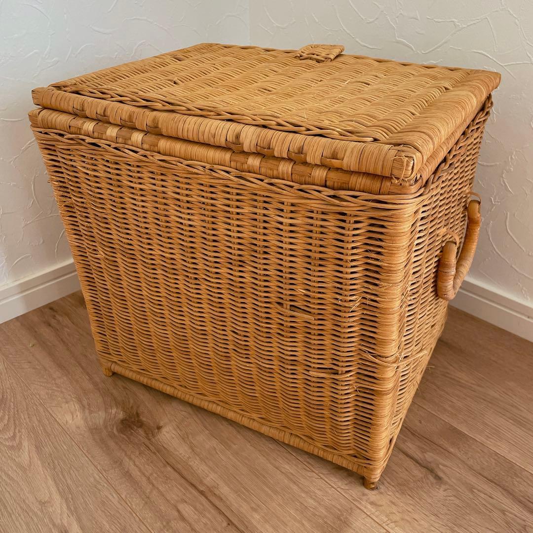 レア　ぞうさん　昭和レトロ　当時物　レトロ　ラタン収納ボックス　籐カゴボックス
