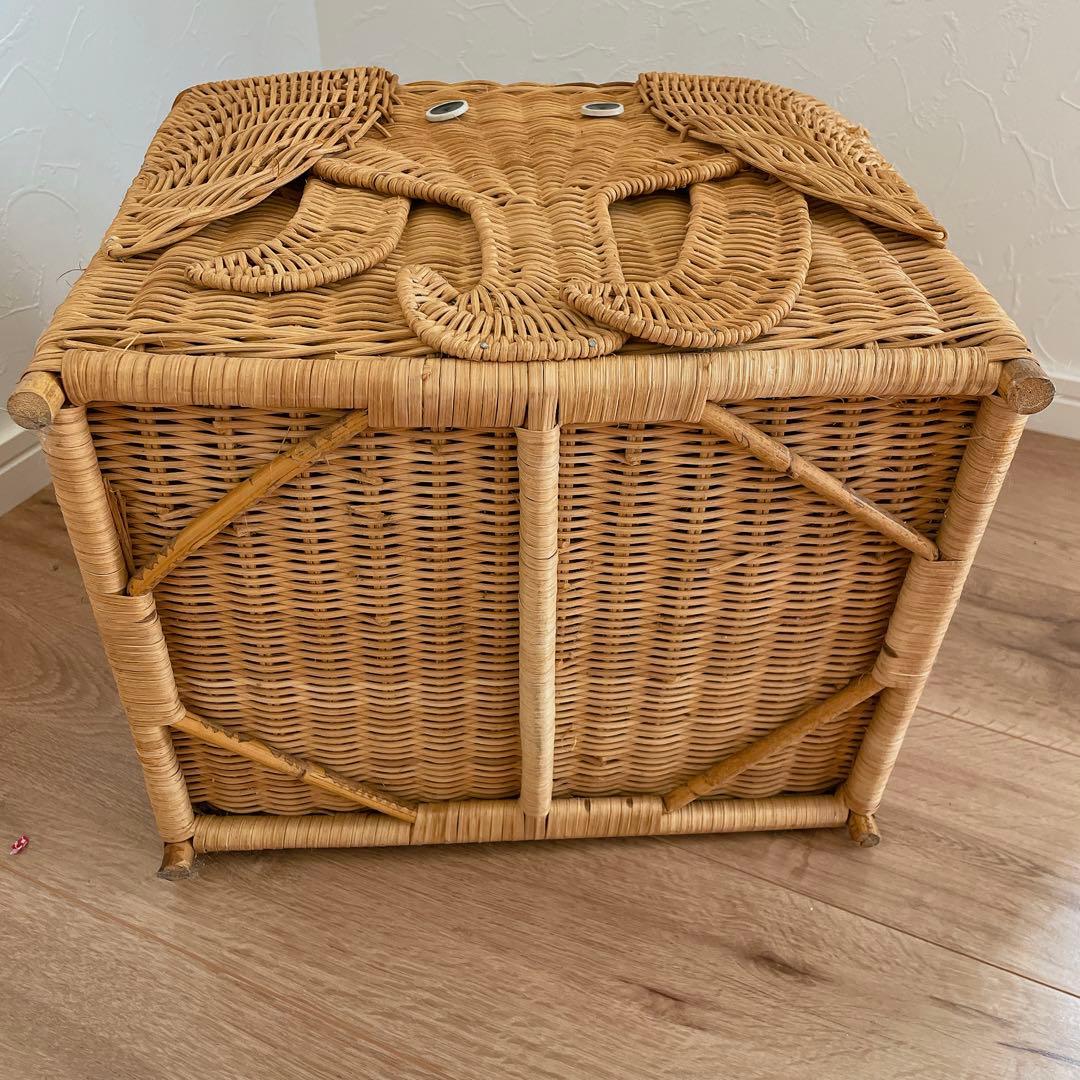 レア　ぞうさん　昭和レトロ　当時物　レトロ　ラタン収納ボックス　籐カゴボックス