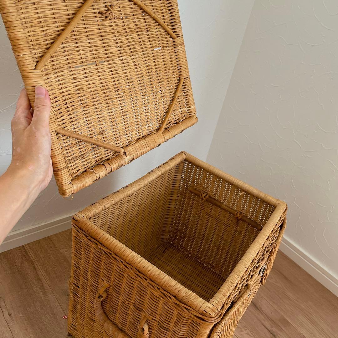 レア　ぞうさん　昭和レトロ　当時物　レトロ　ラタン収納ボックス　籐カゴボックス