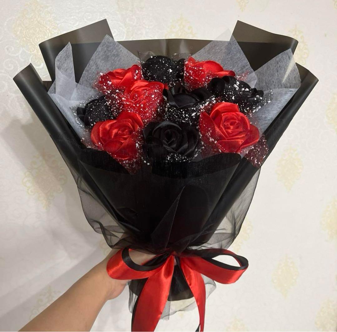 10本薔薇ブーケ　2色ラッピングリボン❣️プレゼントお祝い 枯れない花 特別な人へ