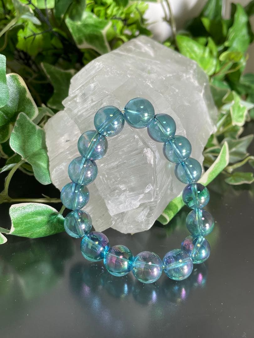 ハンドメイド  アクアオーラ12㎜玉ブレスレット