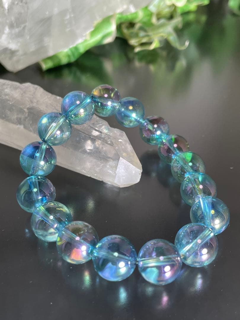 ハンドメイド  アクアオーラ12㎜玉ブレスレット