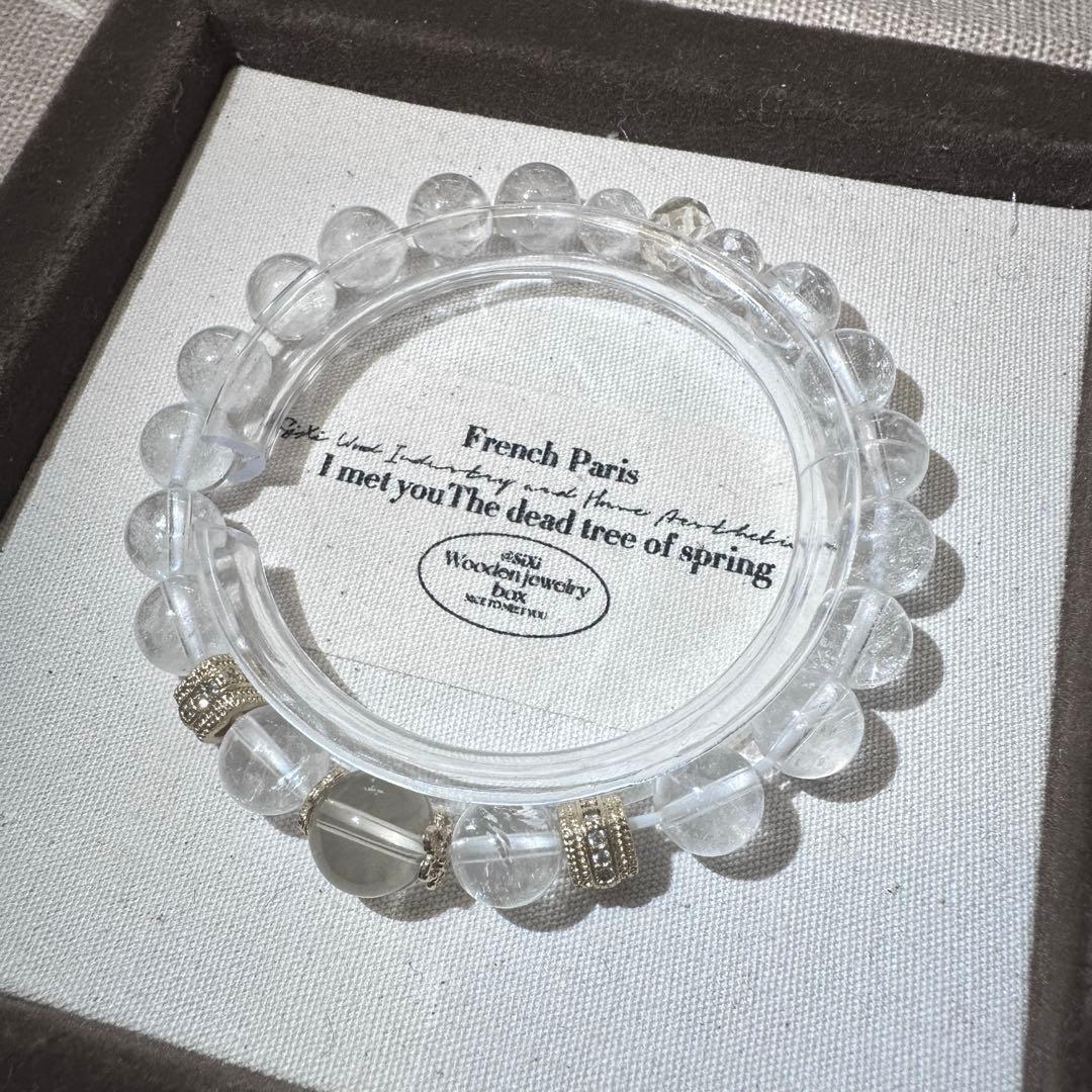 天然ホワイトクォーツ × アゼツライト ＋ シトリン ブレスレット10mm