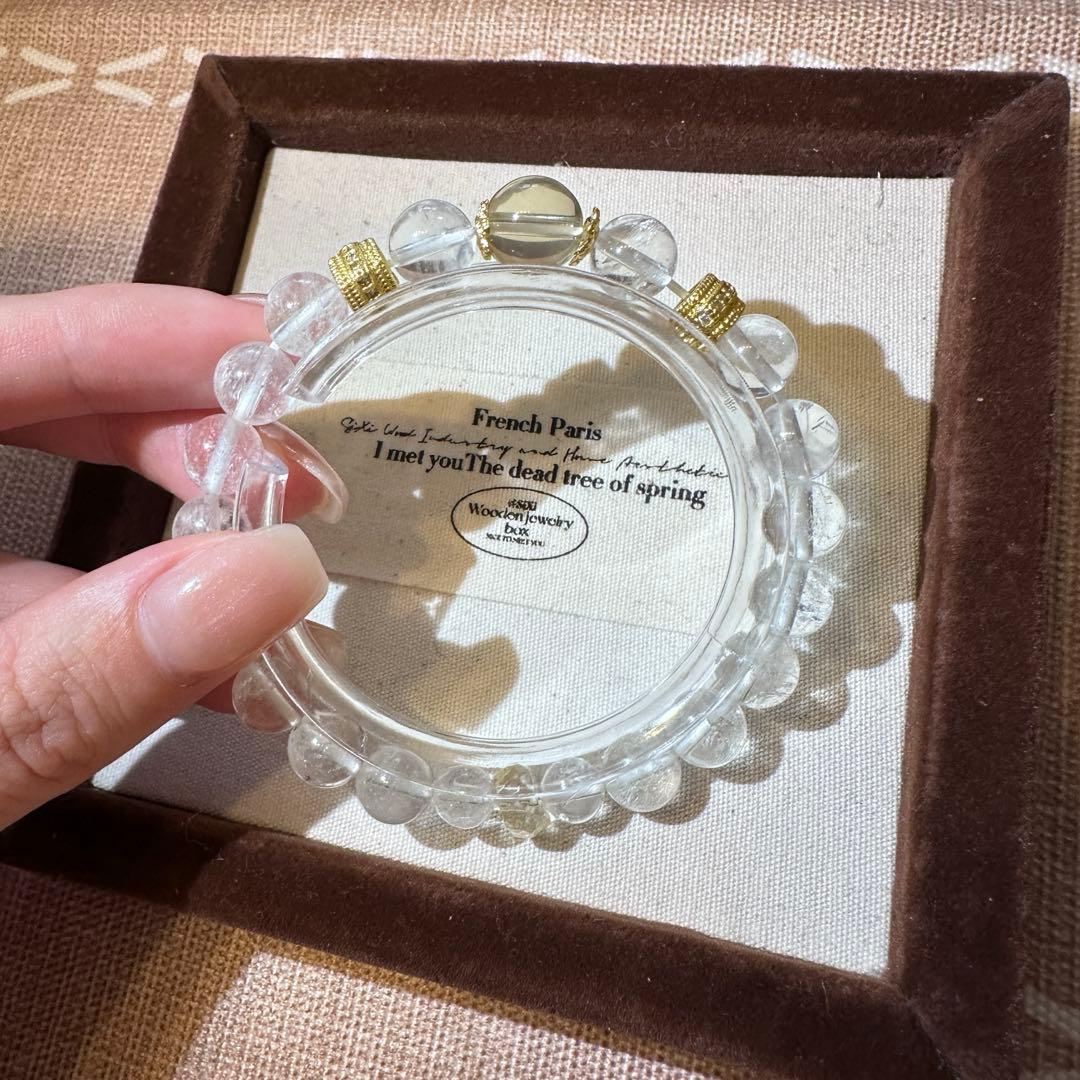 天然ホワイトクォーツ × アゼツライト ＋ シトリン ブレスレット10mm