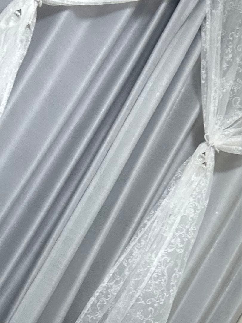 ブリス×ルシーラ ダブル 既製カーテン W2000 ホワイト×ライトグレー