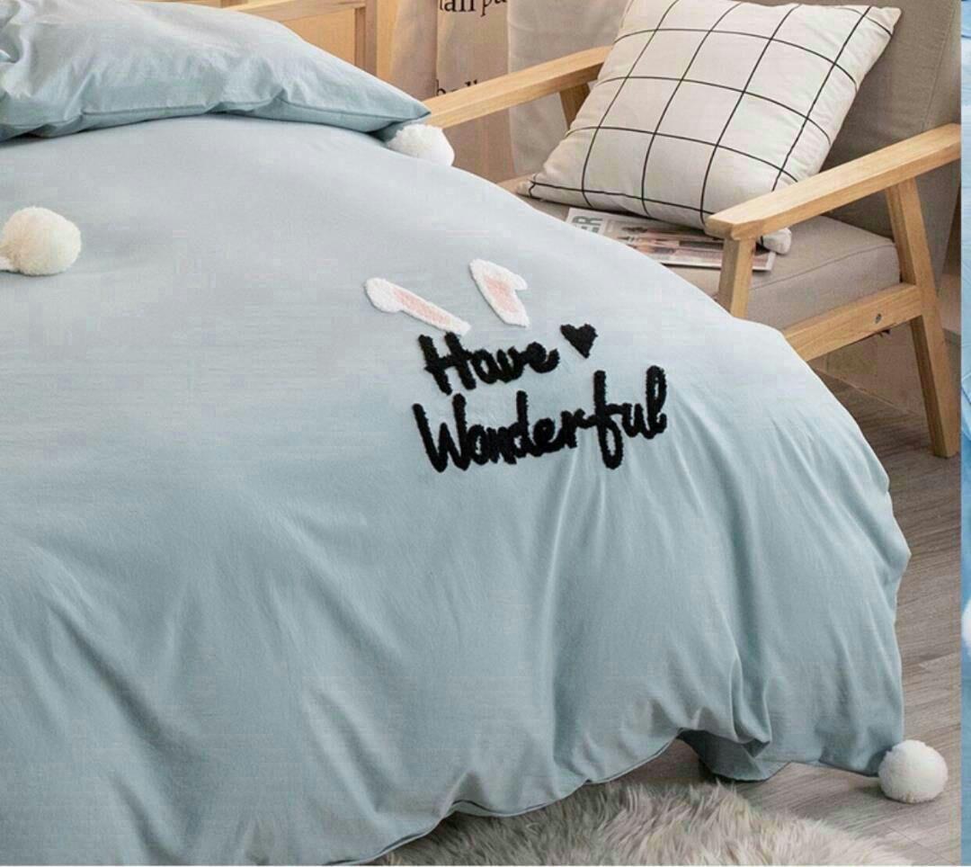 ふわりウサギ柄?シングル布団カバー3点寝具セット四季枕カバー付 肌触最高