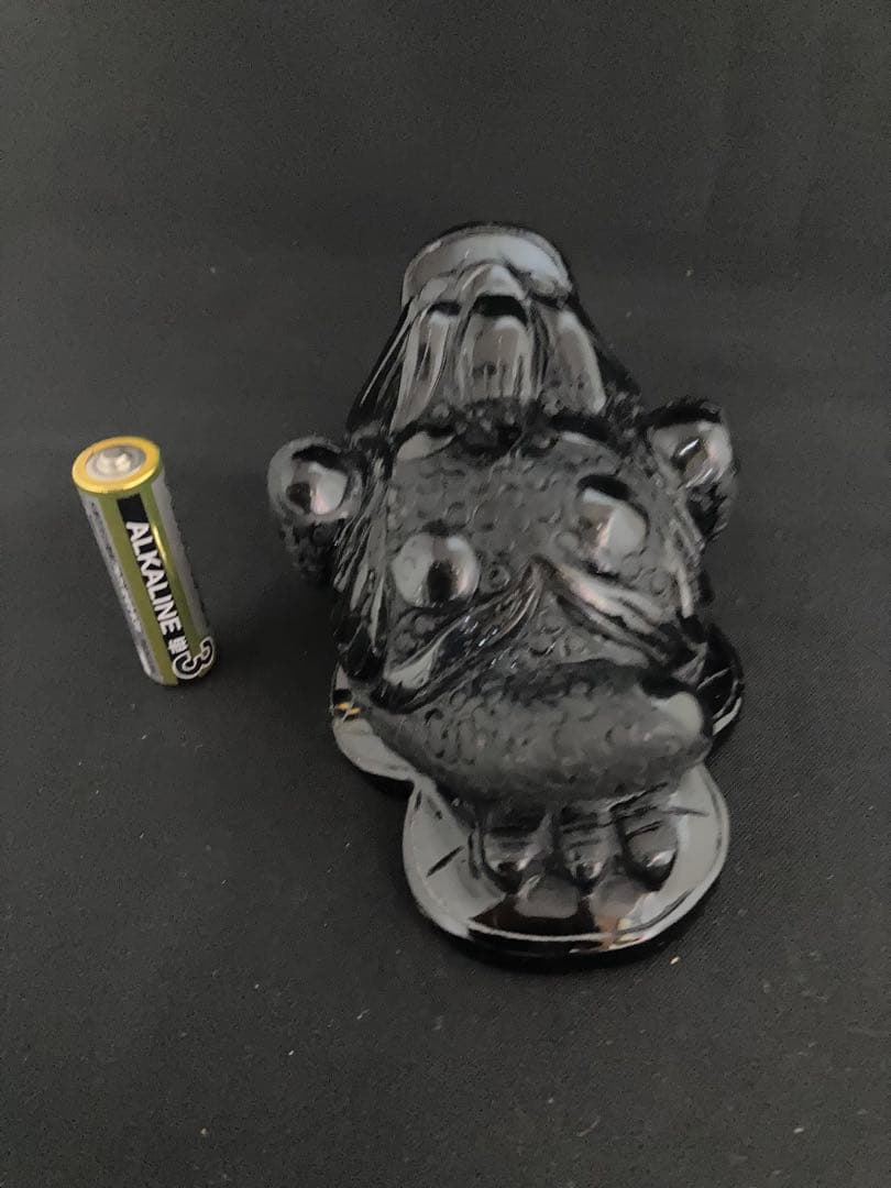 開運 三本足 蛙 天然石 黒曜石 カエル 置物 宝くじ オブジディアン