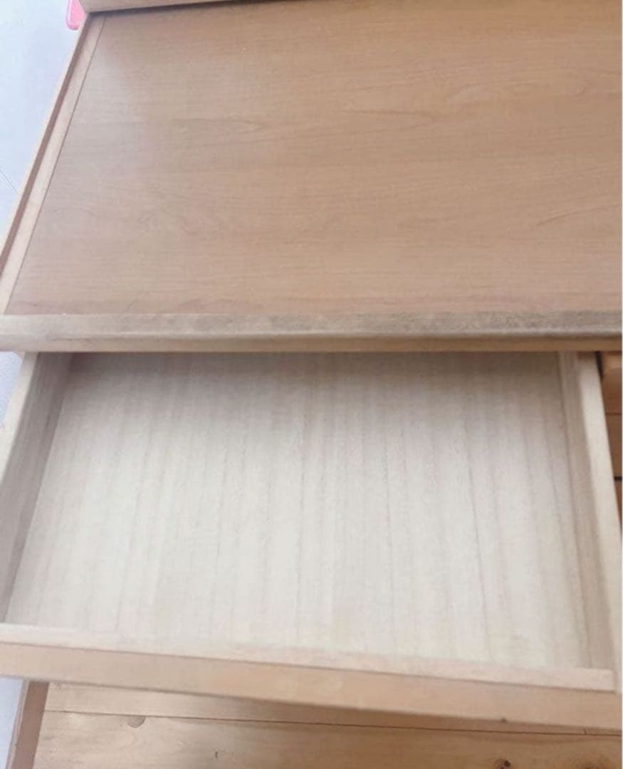 木製 ミラー付きドレッサー　ドレッサー鏡台　ナチュラル　木製　2口コンセント付き