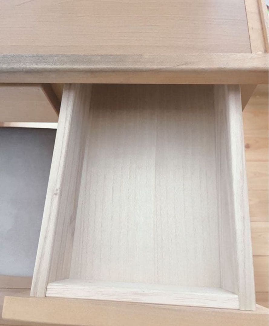 木製 ミラー付きドレッサー　ドレッサー鏡台　ナチュラル　木製　2口コンセント付き