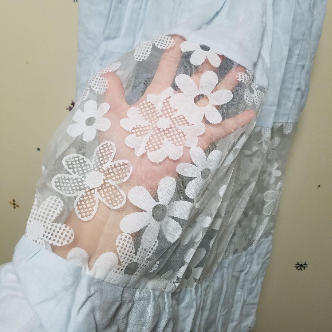 レース マキシスカート 水色