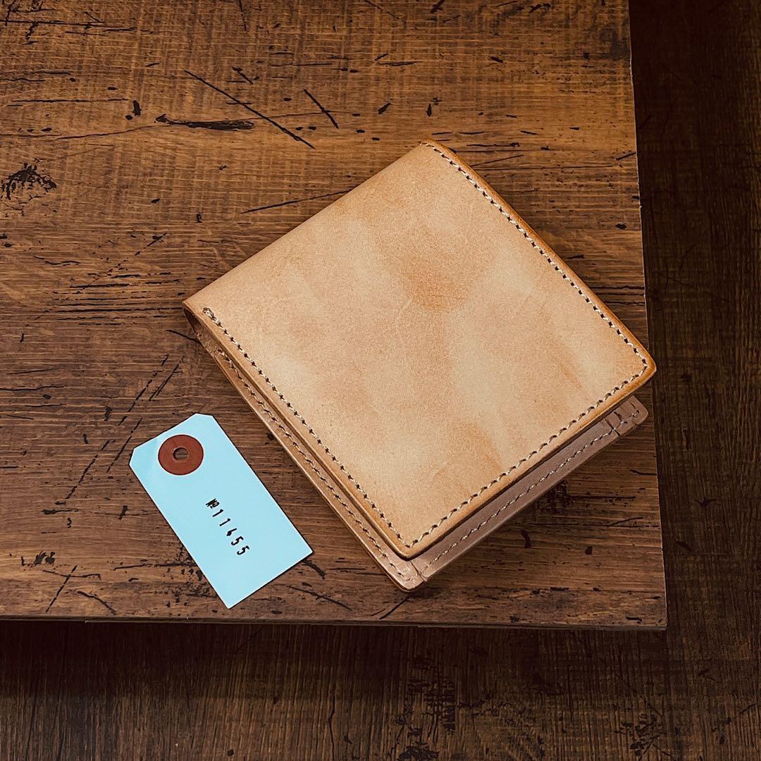 二つ折り財布 イタリア産ヌメ革 レザー メンズ 財布 長財布 ハンドメイド 男性