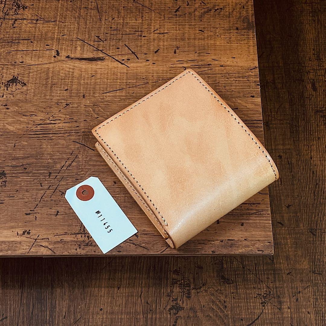 二つ折り財布 イタリア産ヌメ革 レザー メンズ 財布 長財布 ハンドメイド 男性