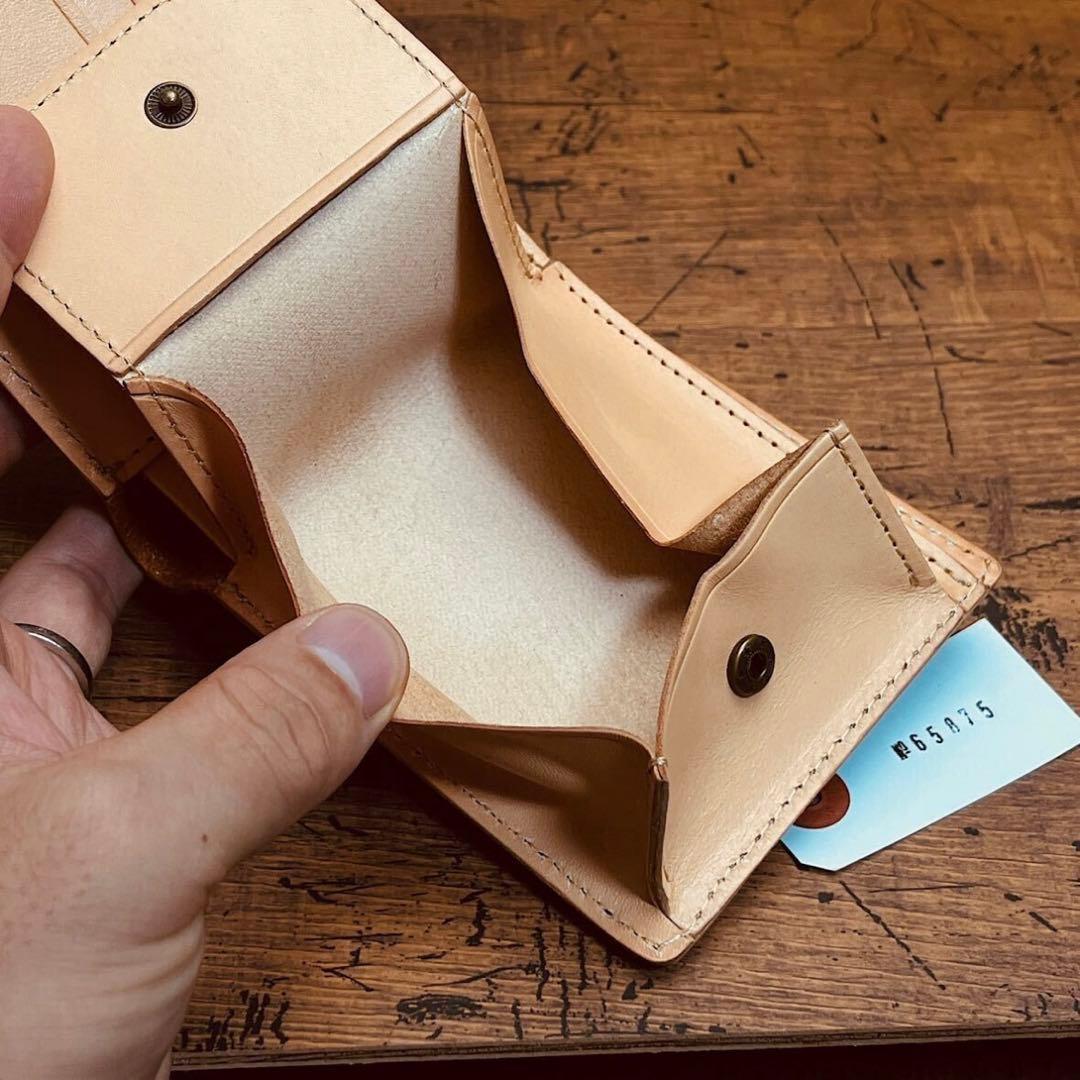 二つ折り財布 イタリア産ヌメ革 レザー メンズ 財布 長財布 ハンドメイド 男性